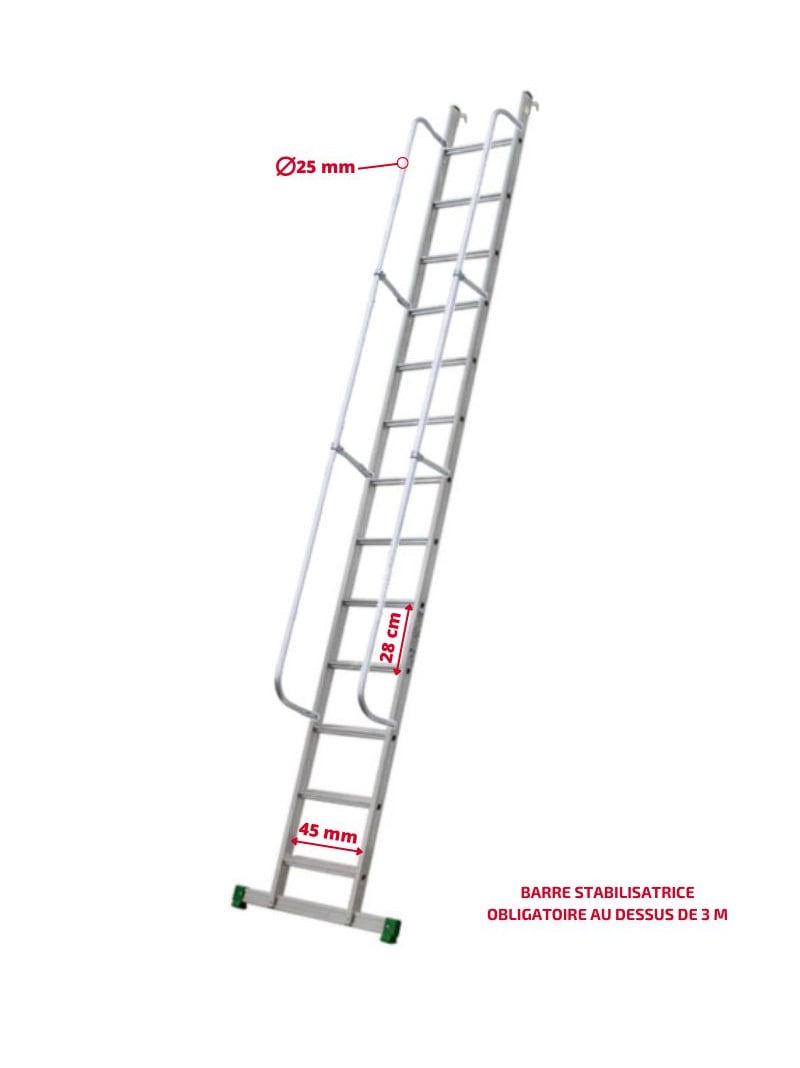 Échelle de meunier aluminium Prima avec cotations
