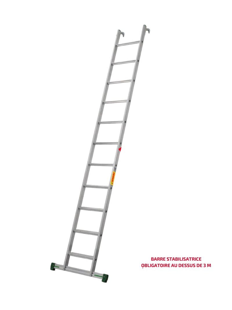 Échelle de meunier aluminium Prima – 68° – avec crochets avec barre stab sur fond blanc