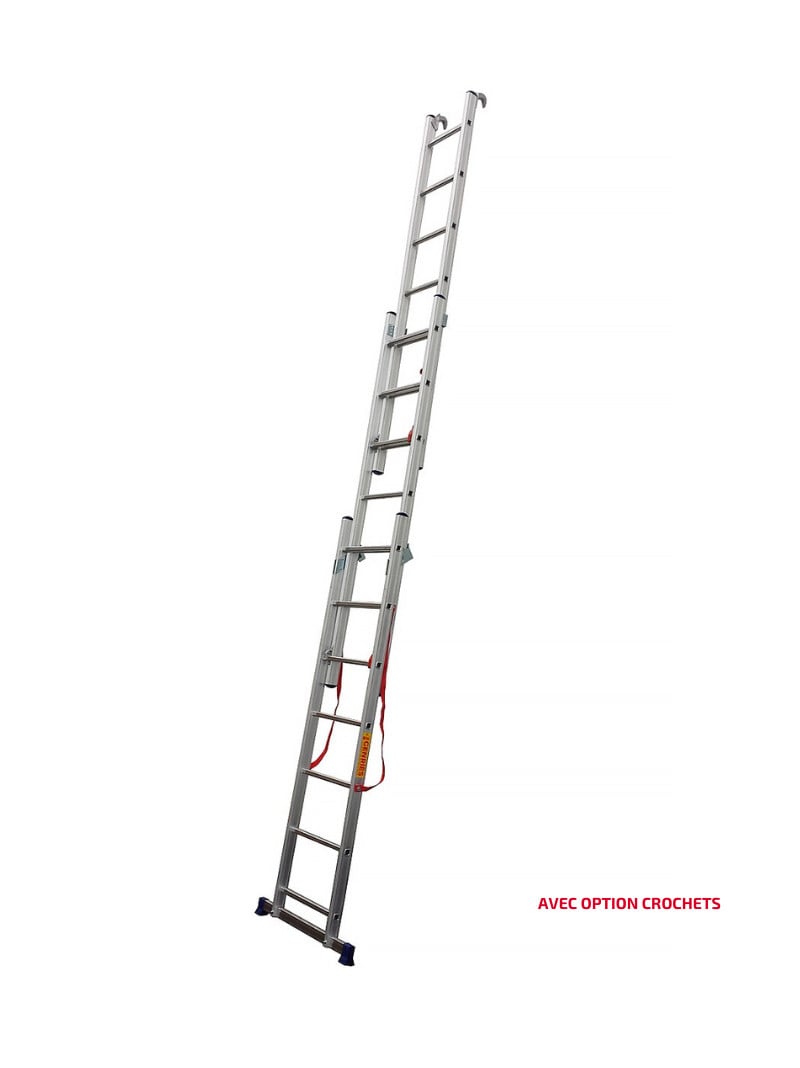 Échelle Transformable dépliée 3 Plans Aluminium Stilo sur fond blanc