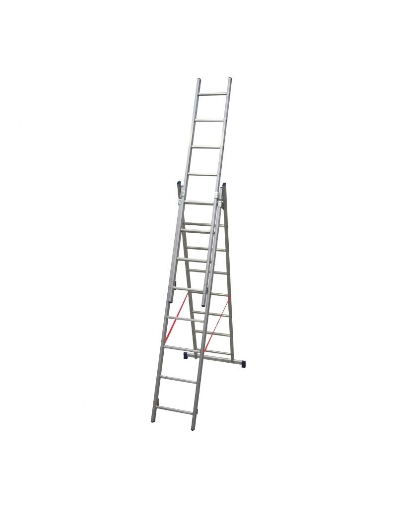 Échelle Stilo Aluminium Transformable 3 Plans 2x8 échelons sur fond blanc