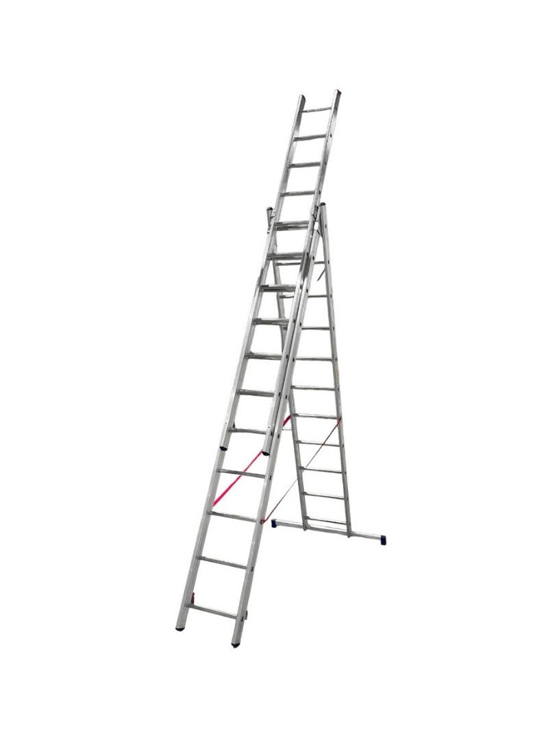 Échelle Stilo Aluminium Transformable 3 Plans 2x11 échelons sur fond blanc