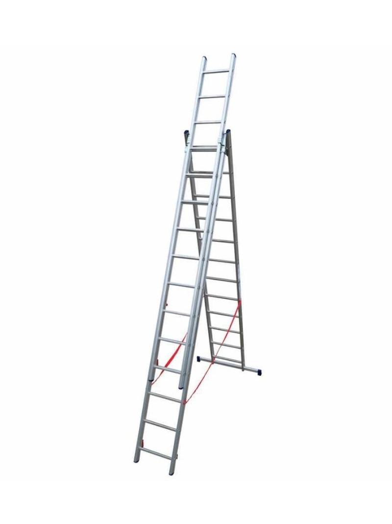 Échelle Stilo Aluminium Transformable 3 Plans 2x12 échelons sur fond blanc