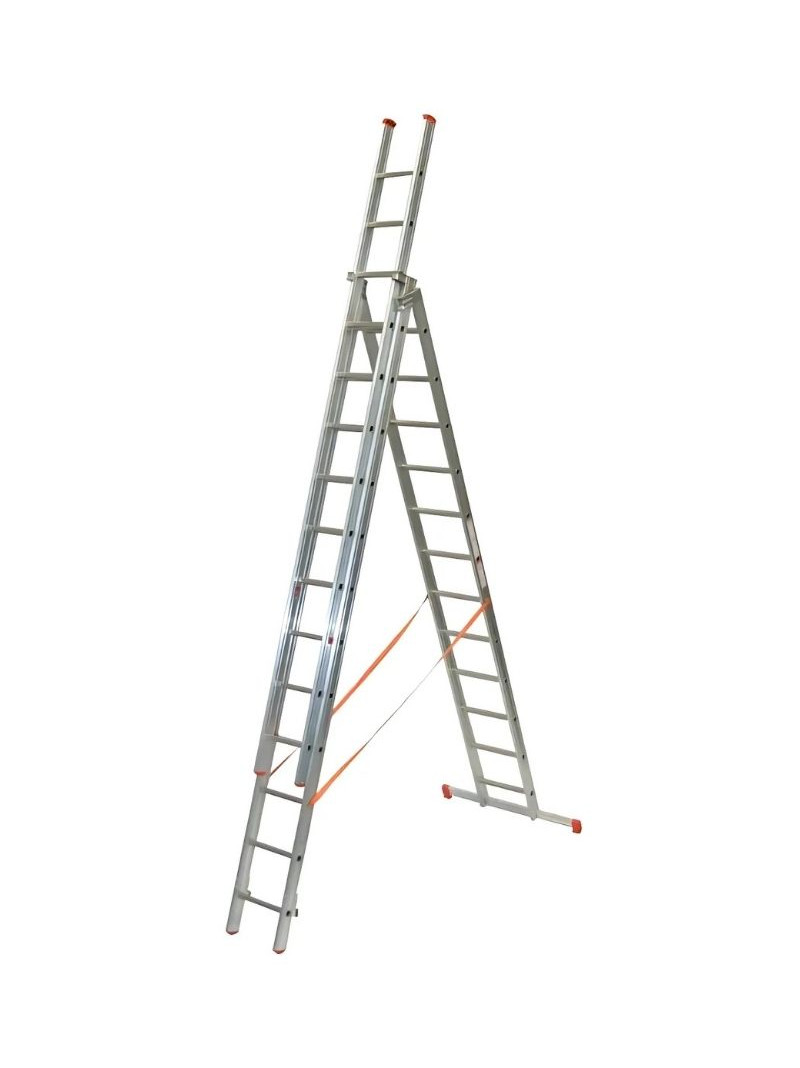 Échelle Transformable 3 Plans Aluminium Génia 12 échelons sur fond blanc