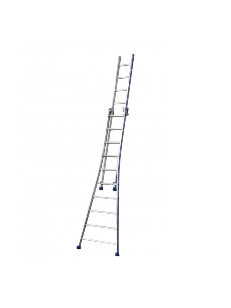 Échelle Transformable 2 Plans Aluminium Platinium TUBESCA déployée sur fond blanc