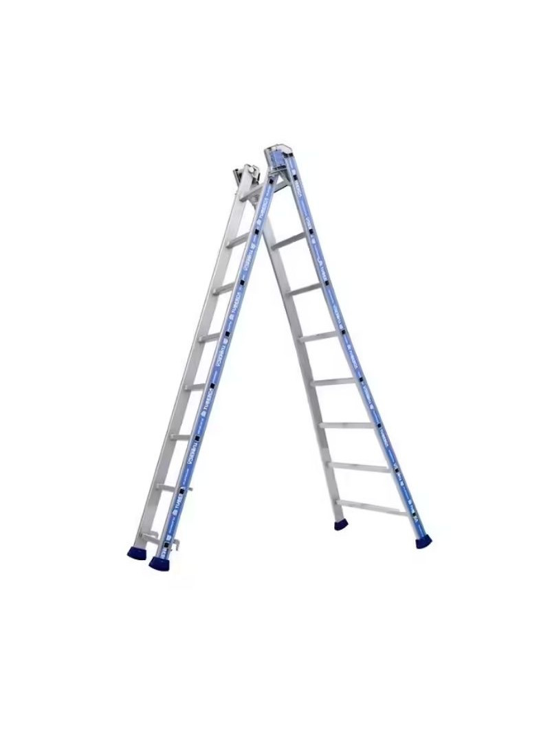 Échelle Transformable 2 Plans Aluminium Platinium TUBESCA 8 échelons sur fond blanc