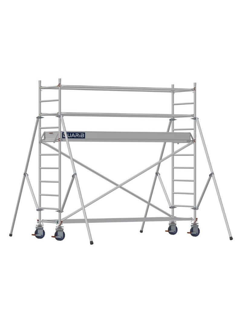 Échafaudage roulant aluminium Docker – Version lisses – Largeur 85 cm – Hauteur 1,90 m – Longueur 2,95
