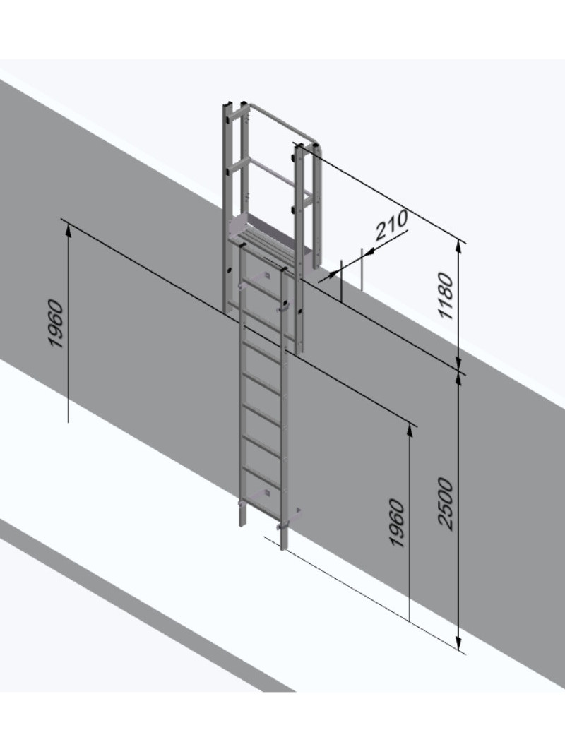 3D - 2,5 m - Échelle à crinoline