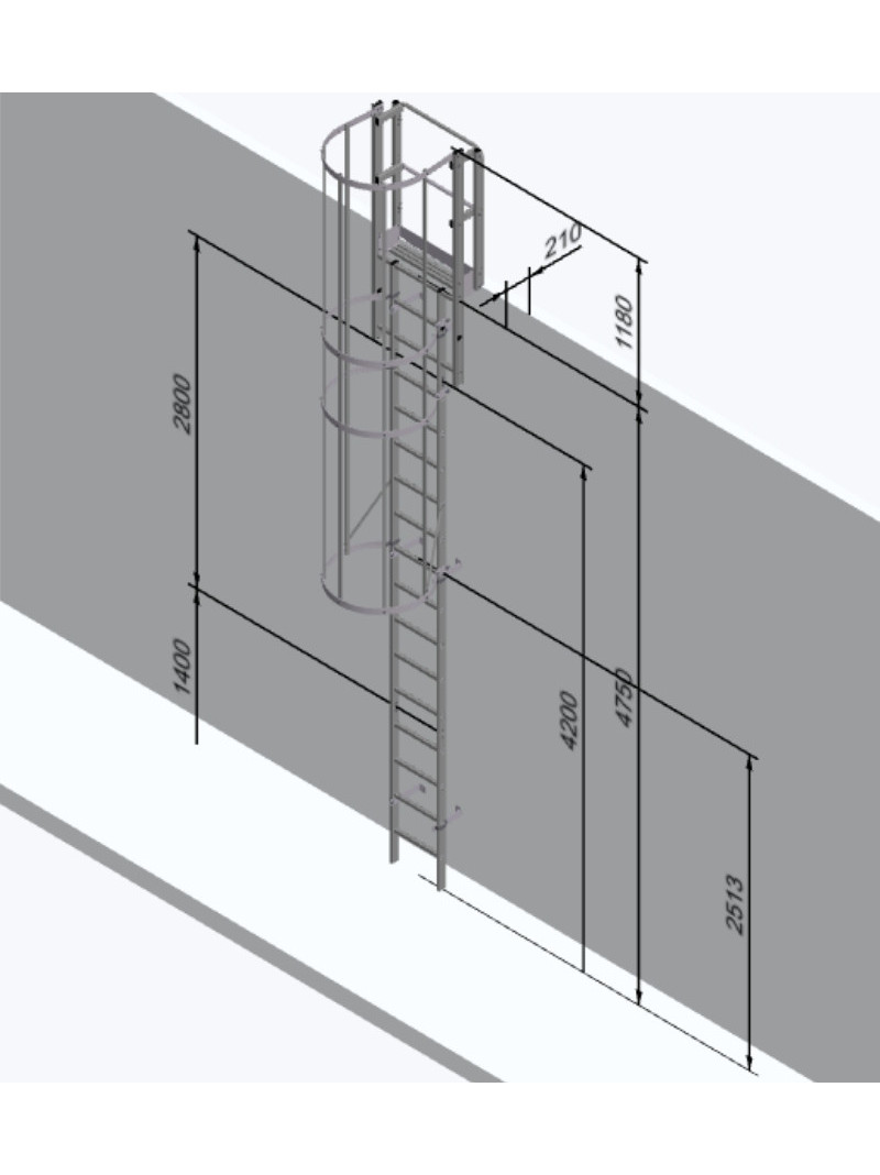 3D - 4,75 m - Échelle à crinoline