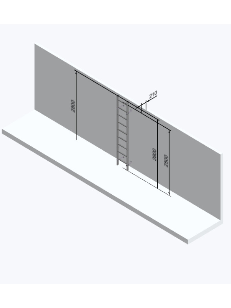 Plan 3D échelle à crinoline sans sortie - 2,5m