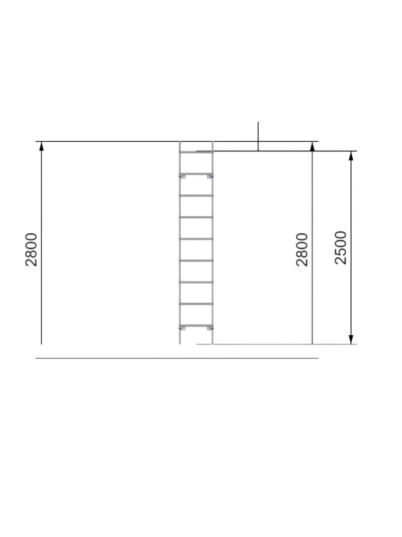 Plan 2D échelle à crinoline sans sortie - 2,5m