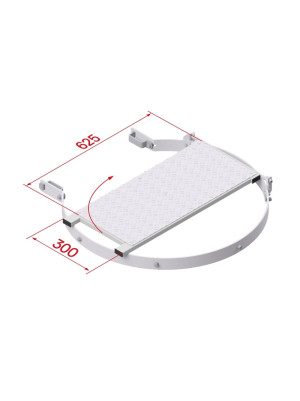 Palier intermédiaire rabattable pour échelle à crinoline sur fond blanc