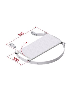 Palier intermédiaire rabattable pour échelle à crinoline sur fond blanc