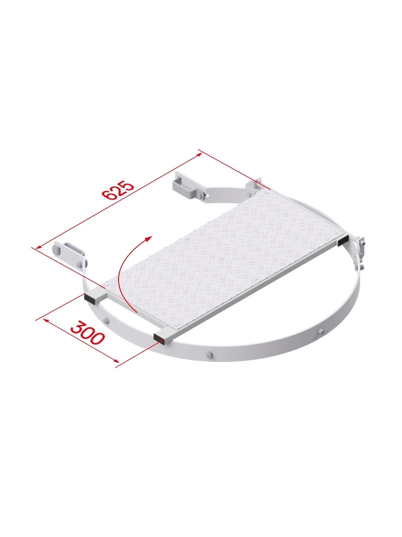 Palier intermédiaire rabattable pour échelle à crinoline sur fond blanc