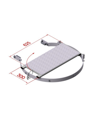Palier intermédiaire rabattable, verrouillable pour échelle crinoline