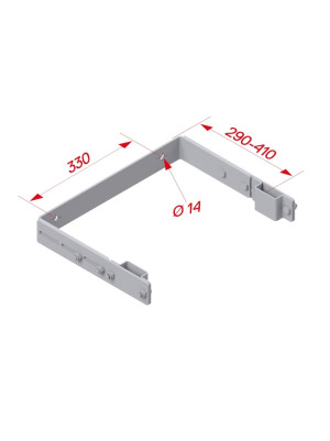 Support de fixation murale en U, réglable de 290mm à 410mm