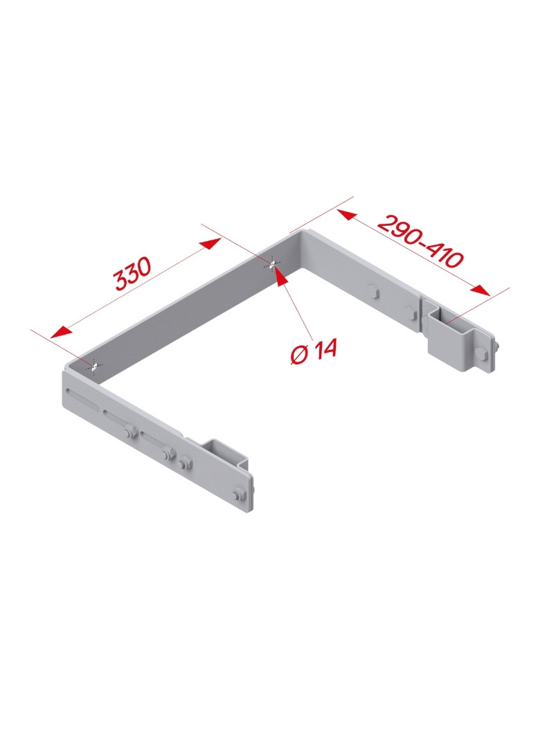 Support de fixation murale en U, réglable de 290mm à 410mm
