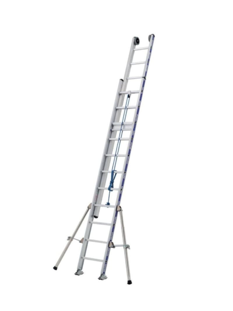 Échelle Coulissante à Corde 2 Plans Aluminium Platinium 500 sur fond blanc