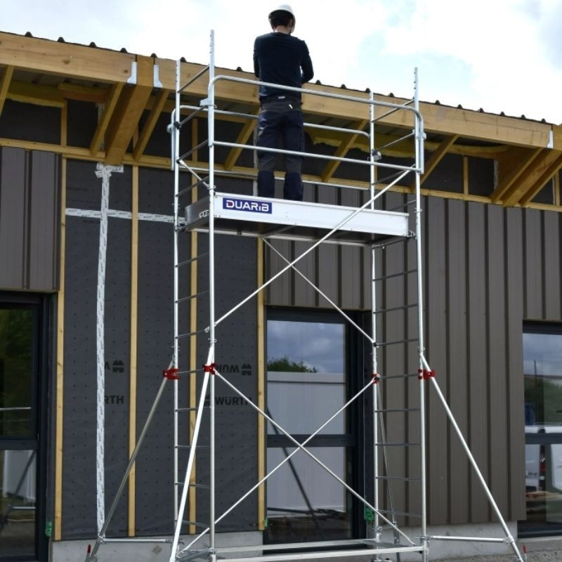 Échafaudage roulant aluminium : Longueur plateau 1 à 2 m - Hauteur plateau 2 à 3 m