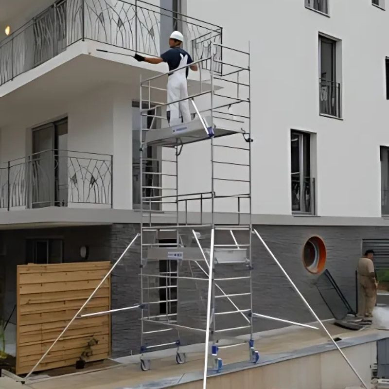 Échafaudage roulant aluminium : Longueur plateau 1 à 2 m - Hauteur plateau 3 à 4 m