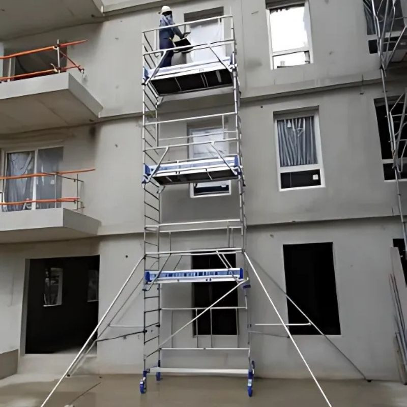 Échafaudage roulant aluminium : Longueur plateau 1 à 2 m - Hauteur plateau 6 m et +