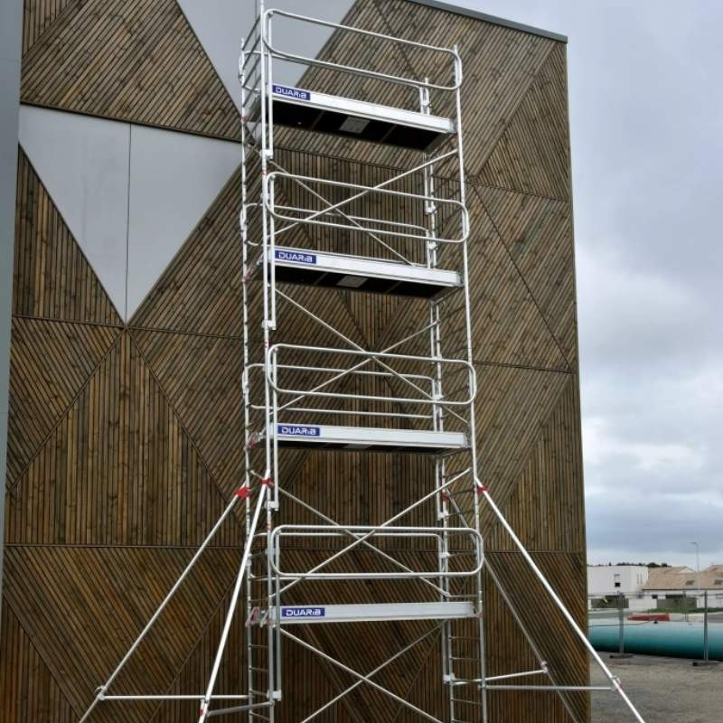 Échafaudage roulant aluminium : Longueur plateau 2 à 3 m - Hauteur plateau 6 m et +